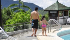 Taking a dip at the hotel pool despite the chilly mountain breeze of Banaue...